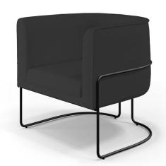 Poltrona Decorativa Fixa Base de Aço Preto Betina D02 Veludo Preto D-3