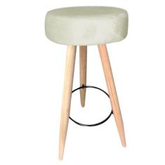 Kit 04 Banqueta Alta Flora Pés Palito em Madeira Branco  Bar Bistrô Co