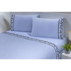 Jogo Lençol Casal Viúva (1,88mx1,28mx30cm) 4 Peças 180 Fios 100% Algod