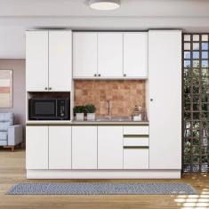 Cozinha Compacta Com Kit Forno Celeste Kappesberg 100% Mdf Branco 240cm