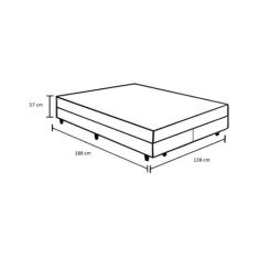 Cama Box Casal 138 Bipartido Tecido Sintético Branco com Colchão Lisbo