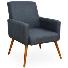 Poltrona Para Sala De Estar Maria W01 Linho Chumbo