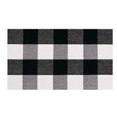 KEAIDO Buffalo Tapete xadrez 61 x 89 cm, tapete para cozinha, quarto, sala de estar, uso interno, tecido à mão, lavável (preto e branco)