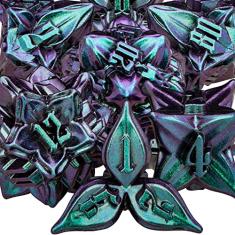 ARUOHHA DND Metal Dice Set Purple Green Leaf Design Polyhedral Dragons Dice with Box, 7PCS Dungeons D and D Dice Compatible with D&D RPG Role Playing Games D20 D12 D10 D8 D6
