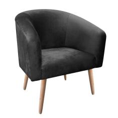 Poltrona Stella Suede Preto Pés Palito Natural D´rossi