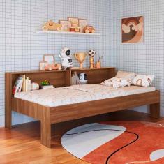 Cama Solteiro Com Prateleiras Nogal San Diego Art In Móveis