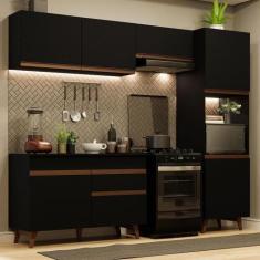 Armário De Cozinha Completa 250Cm Preto - MADESA