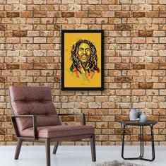 Quadro Decorativo Bob Marley Amarelo 45X34Cm