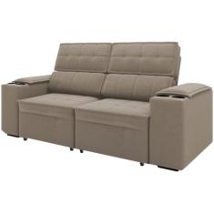 Sofá Retrátil Reclinável 3 Lugares Veludo Joly Cancún Gralha Azul Esto