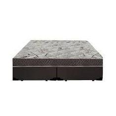 Cama Box King Colchão Molas Ensacadas + Box Bipartido Marrom Suede 51x
