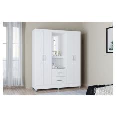 Guarda Roupa Solteiro Ambiente Cordoba 4 Portas Branco Brilho - Poquema