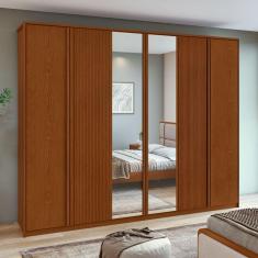 Guarda-roupa Ollie 6 Portas 6 Gavetas 6 Prateleiras com Espelho Frassino