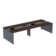 Mesa de Plataforma Dupla para 4 Pessoas Corporativa 140x140/4p Walnut/Grafito