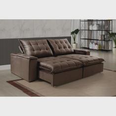 Sofá Retrátil e Reclinável 4 Lugares Esmeralda Marrom