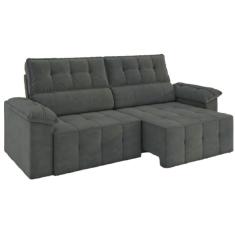 Sofá Retrátil E Reclinável 3 Lugares 2,20m Veludo Santorini Cinza Luizzi Cinza