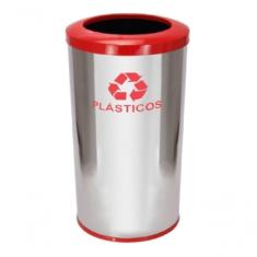 Lixeira Em Aço Inox Com Aro Pintado 22l