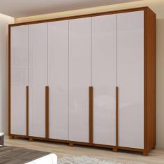 Guarda-roupa 6 Portas 6 Gavetas 100% Mdf Imperatore com Pés Frassino/off White
