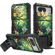 Capa para celular Google Pixel 8 de 6,2 polegadas com capa de câmera deslizante e suporte embutido, capa protetora fina de camada dupla híbrida de TPU rígido de policarbonato rígido à prova de choque