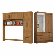 Guarda Roupa Casal Modulado Sevilha Plus 7 Portas de Bater 8 Gavetas MDP Cinamomo Carioca Móveis