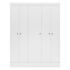 Guarda Roupa Casal Ártico 5 Portas de Bater Sem Gavetas MDP Branco Demóbile
