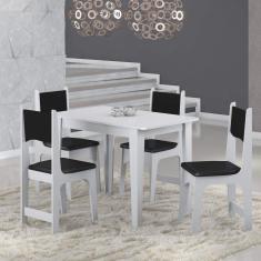 Conjunto Sala de Jantar Mesa com 4 Cadeiras Nicoli Sonetto Móveis Branco