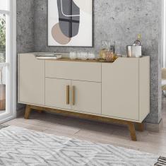 Aparador Retrô Pés De Madeira Future Bechara Off-White/Cinamomo