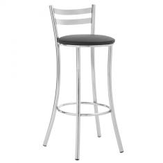 Banqueta Alta em Aço com Encosto Unimóvel Cromado