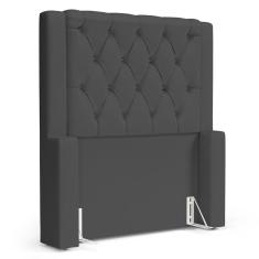 Cabeceira Cama Box Solteiro Atena 110cm Capitonê com Frame Suede Cinza - Desk Design