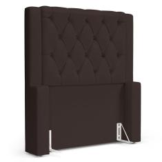Cabeceira Cama Box Solteiro Atena 110cm Capitonê com Frame Suede Marrom - Desk Design