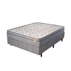 Cama Box Casal Com Colchão De Espuma D45 Dreemy Mega 138x188x63cm Apolospuma Cinza Com Branco