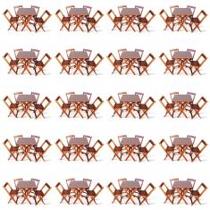 Kit De 20 Conjuntos De Mesa Dobrável 70x70 Com 4 Cadeiras Imbuia - Tarimatã