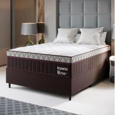 Conjunto Cama Box Casal Rony Com Molas Ensacadas 138cmx188cmx69cm Marrom