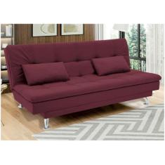 Sofá-cama Casal Reclinável Suede Linoforte Yasmin, Vinho, 2