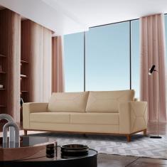 Sofá Roma 3 Lugares Linho 2,00cm X 90cm X 85cm Bege
