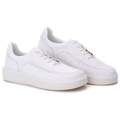 Tênis Sapatênis Casual Masculino Couro Confortável-Masculino