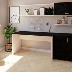 Mesa Reta Corp 25mm 140cm Bramov Móveis Branco/preto