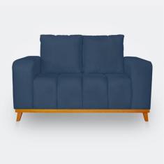 Sofá 2 Lugares Memphis Ultra Conforto em Madeira Maciça e Suede Azul -