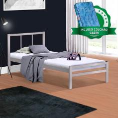 Cama Ferro Solteiro Cinza Lais Primoart Gazin