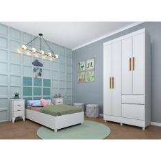 Guarda Roupa Infantil 4 Portas Oregon Neve