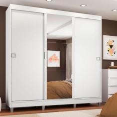 Guarda-Roupa Casal Madesa Napoli 3 Portas de Correr Central com Espelh