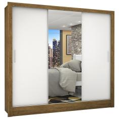 Guarda-roupa Casal 3 Portas Com Espelho Porto Plus Espresso Móveis Cinamomo Branco