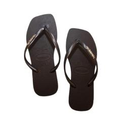 Chinelo Feminino Havaianas REF: SLIM SQUARE LOGO METALLIC, Preto, 37