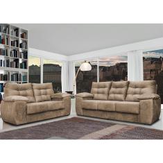 Conjunto Sofá Luxemburgo 3 E 2 Lugares 1,52m e 2,02m Suede Castor