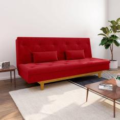 Sofá Cama 3 Lugares em Suede Tokio Yescasa Vermelho