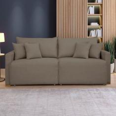 Sofá Cama Retrátil e Reclinável 220cm Júlia Veludo/Bege Escuro