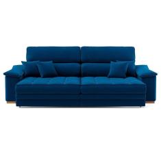 sofá 3 lugares retrátil e reclinável raul linho azul marinho