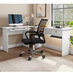 Escrivaninha em L com 1 Gaveta Max Zanzini