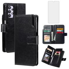 Asuwish Capa de telefone para Samsung Galaxy A32 5G 2021 6,5 polegadas capa carteira com protetor de tela de vidro temperado flip porta-cartão de crédito suporte celular M32 G5 A 32 32A S32 SM-A326U