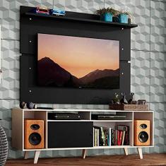 Rack Madesa Cancun com Pés e Painel para Tv até 65 Polegadas - Branco/preto 7377