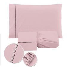 Jogo de Lençol Casal Padrão 03 Peças Percal 400 Fios 100% Toque Acetin